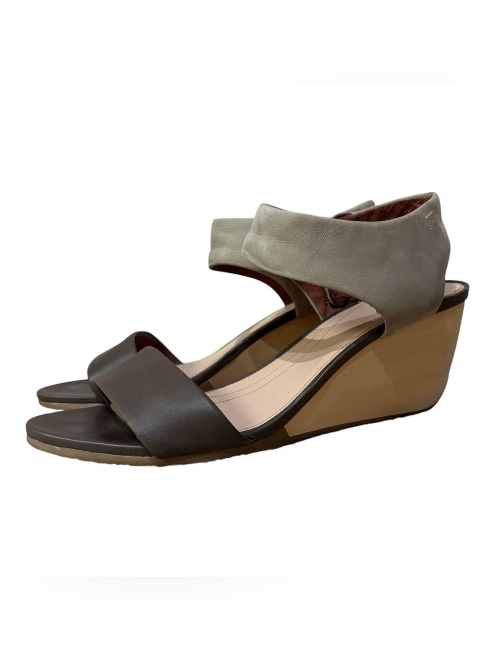 Camper Laura Brown Tan Leather Wood Sandals Wedge Size 41